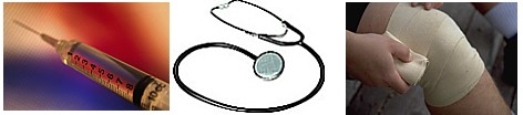 Symbolbild Spritze, Stethoskop, Verband - 